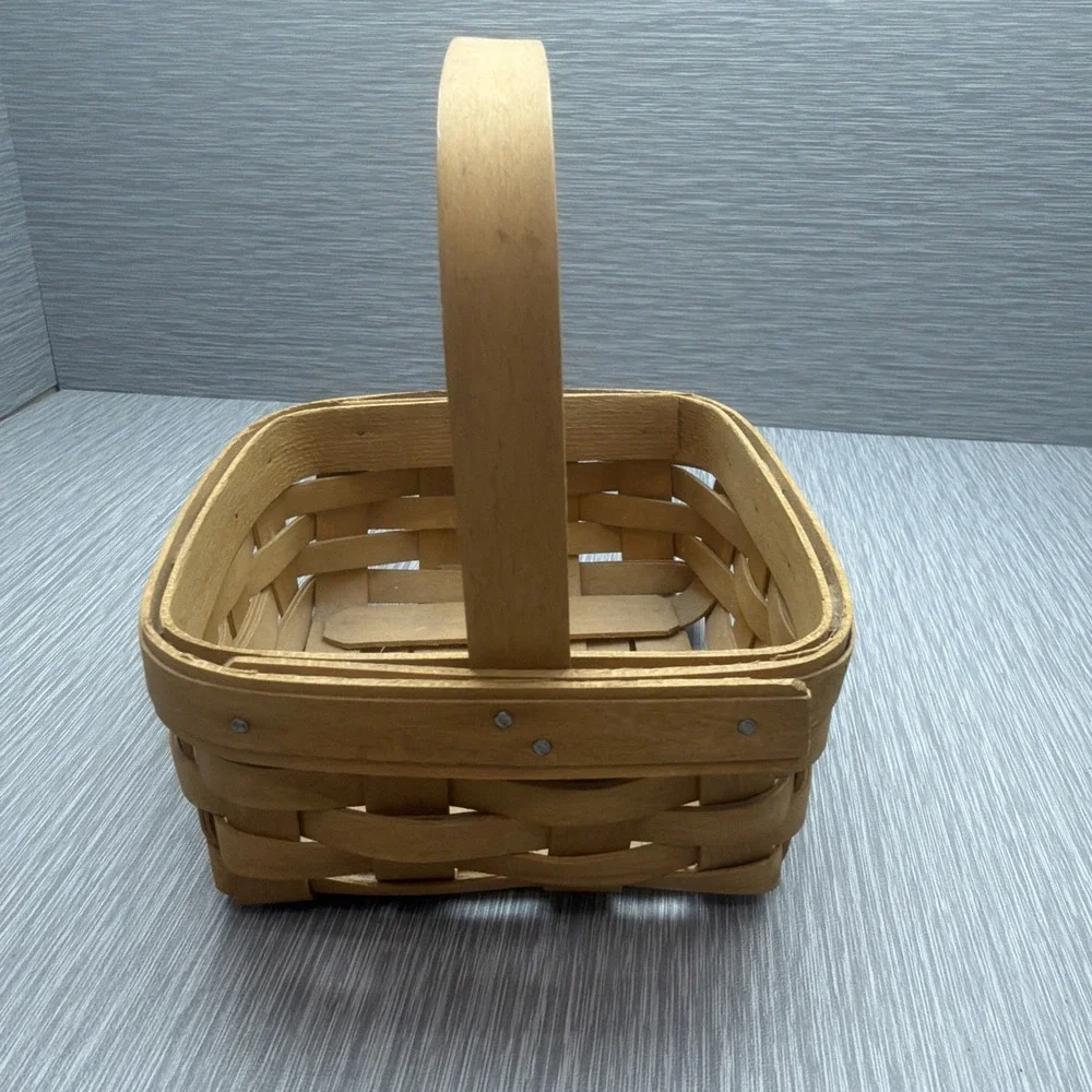 Vintage Longaberger Strawberry Basket Square Swing Handle Signed USA